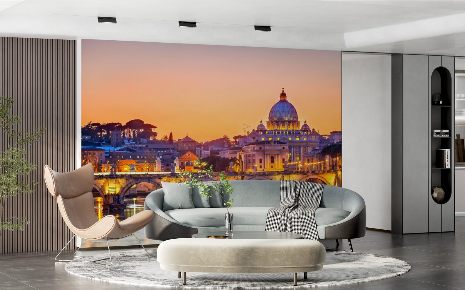 Fototapeta widok na katedrę rzymską pod wieczornymi światłami