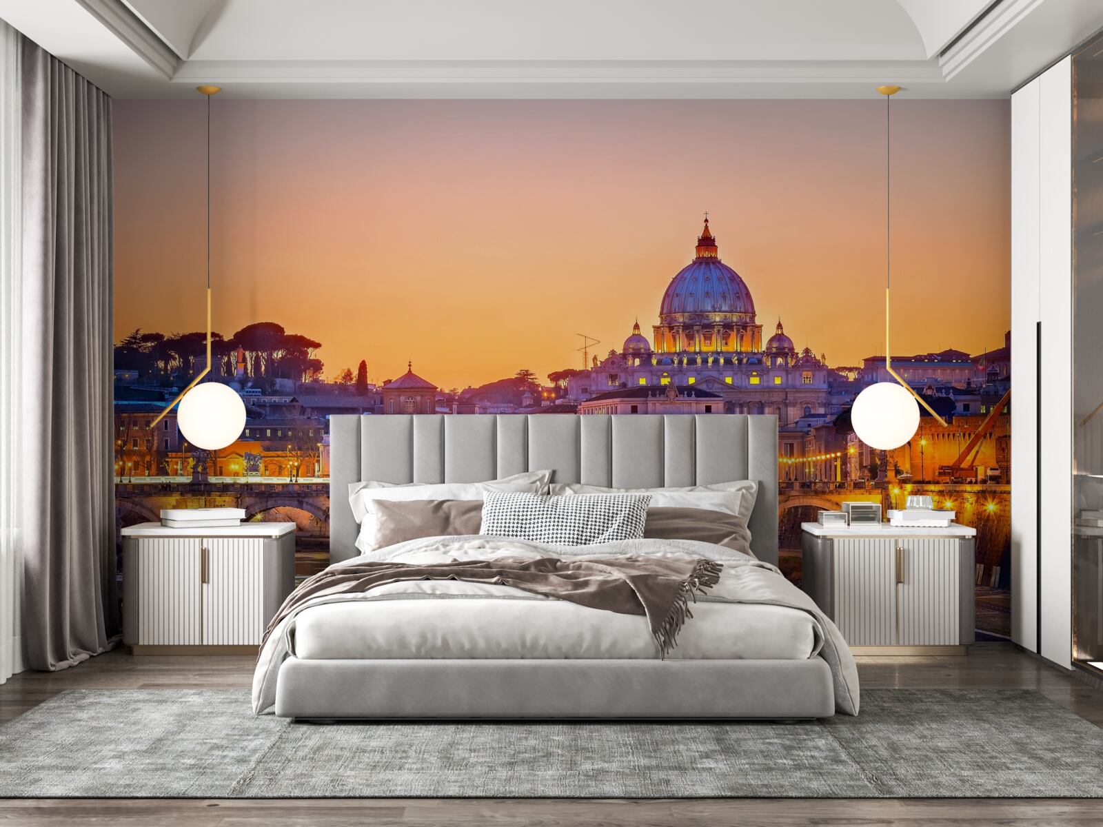 Fototapeta widok na katedrę rzymską pod wieczornymi światłami