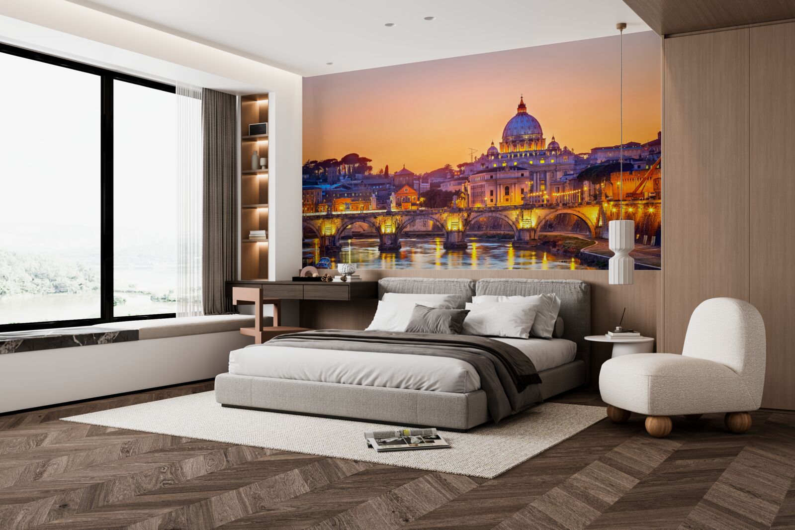 Fototapeta widok na katedrę rzymską pod wieczornymi światłami