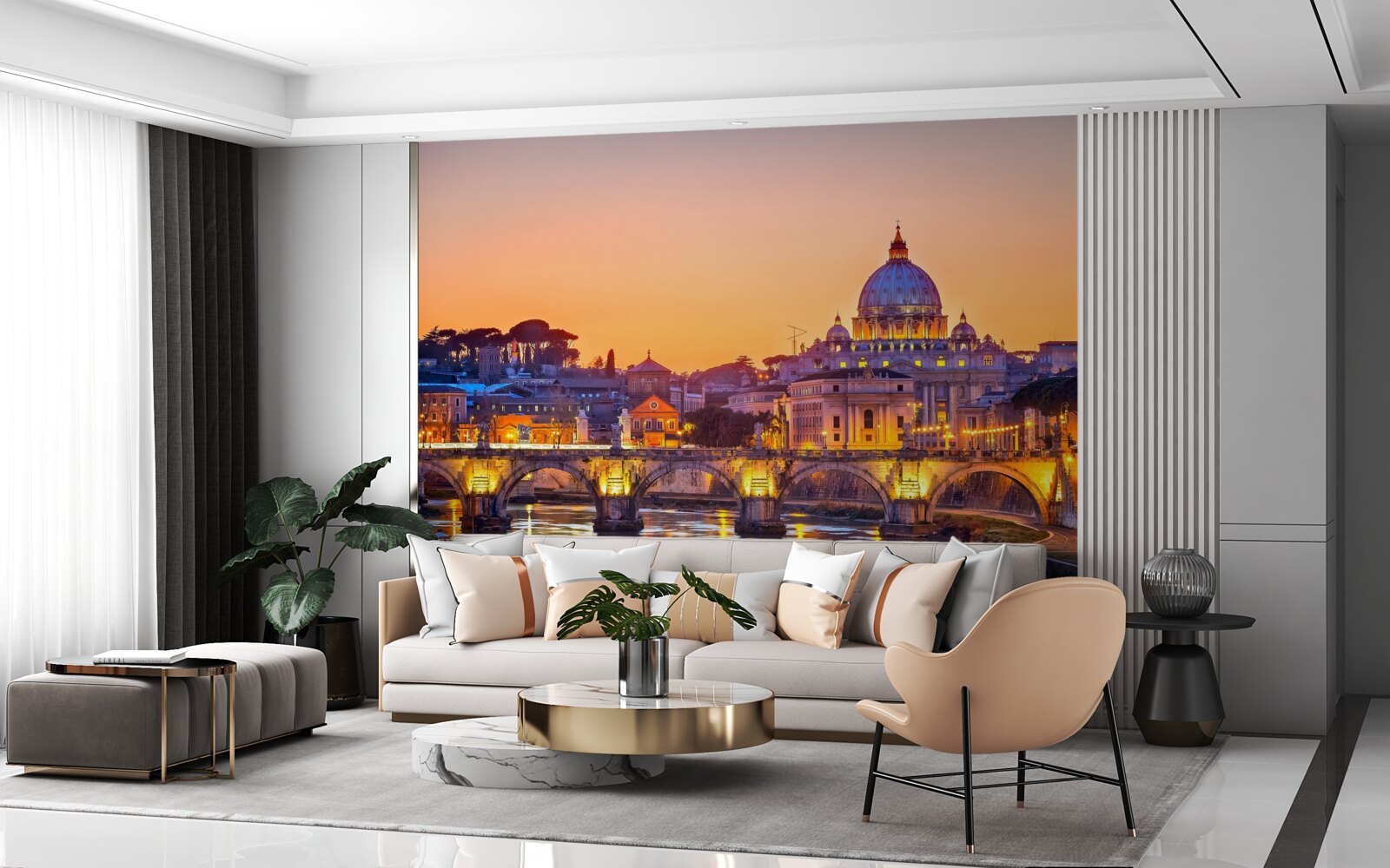 Fototapeta widok na katedrę rzymską pod wieczornymi światłami