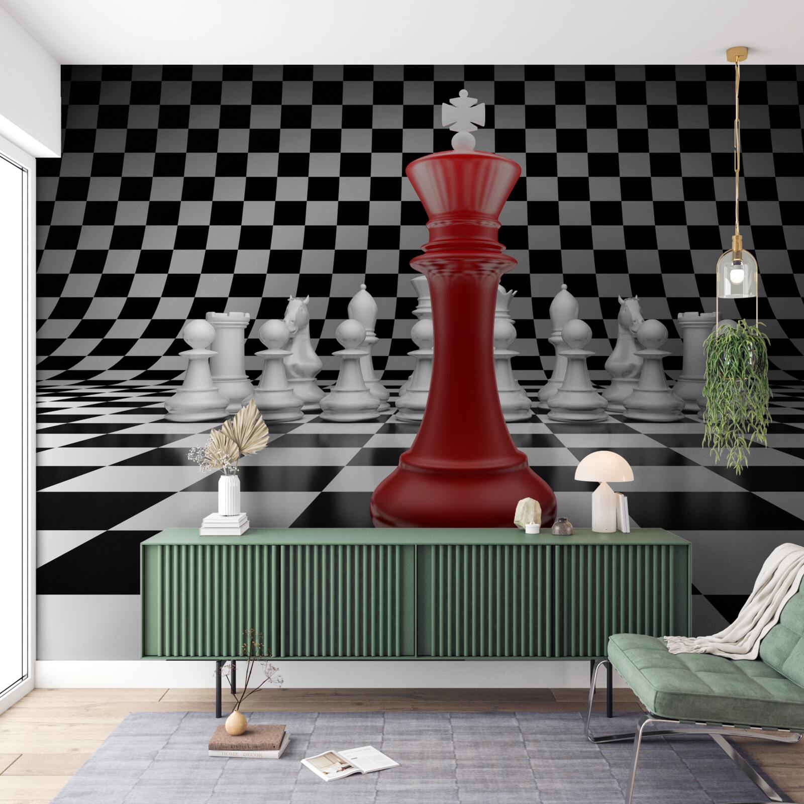 Fototapeta królowa szachownicy w kolorze czerwonym