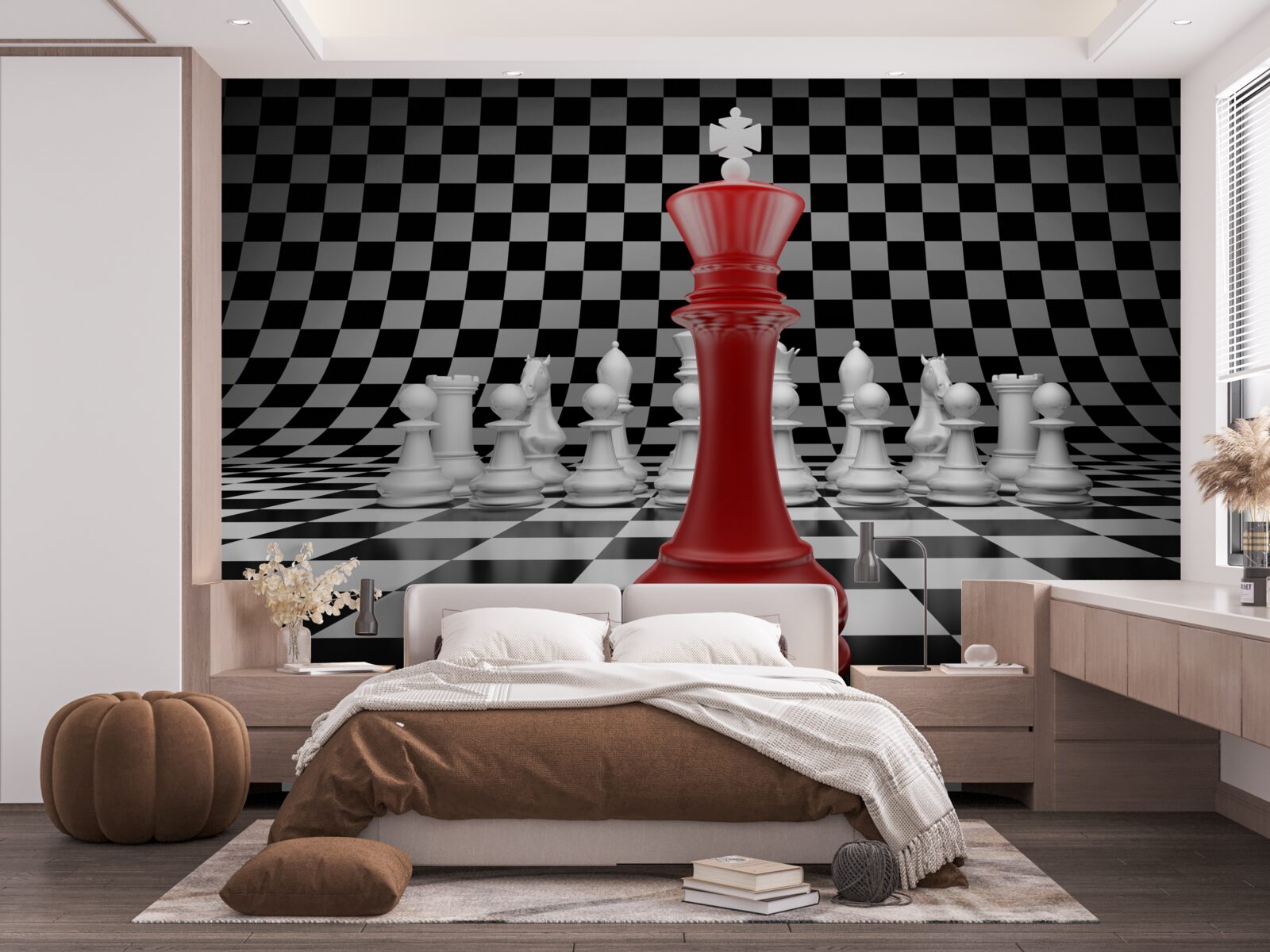 Fototapeta królowa szachownicy w kolorze czerwonym