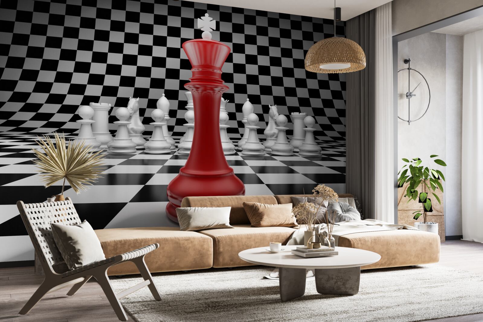 Fototapeta królowa szachownicy w kolorze czerwonym