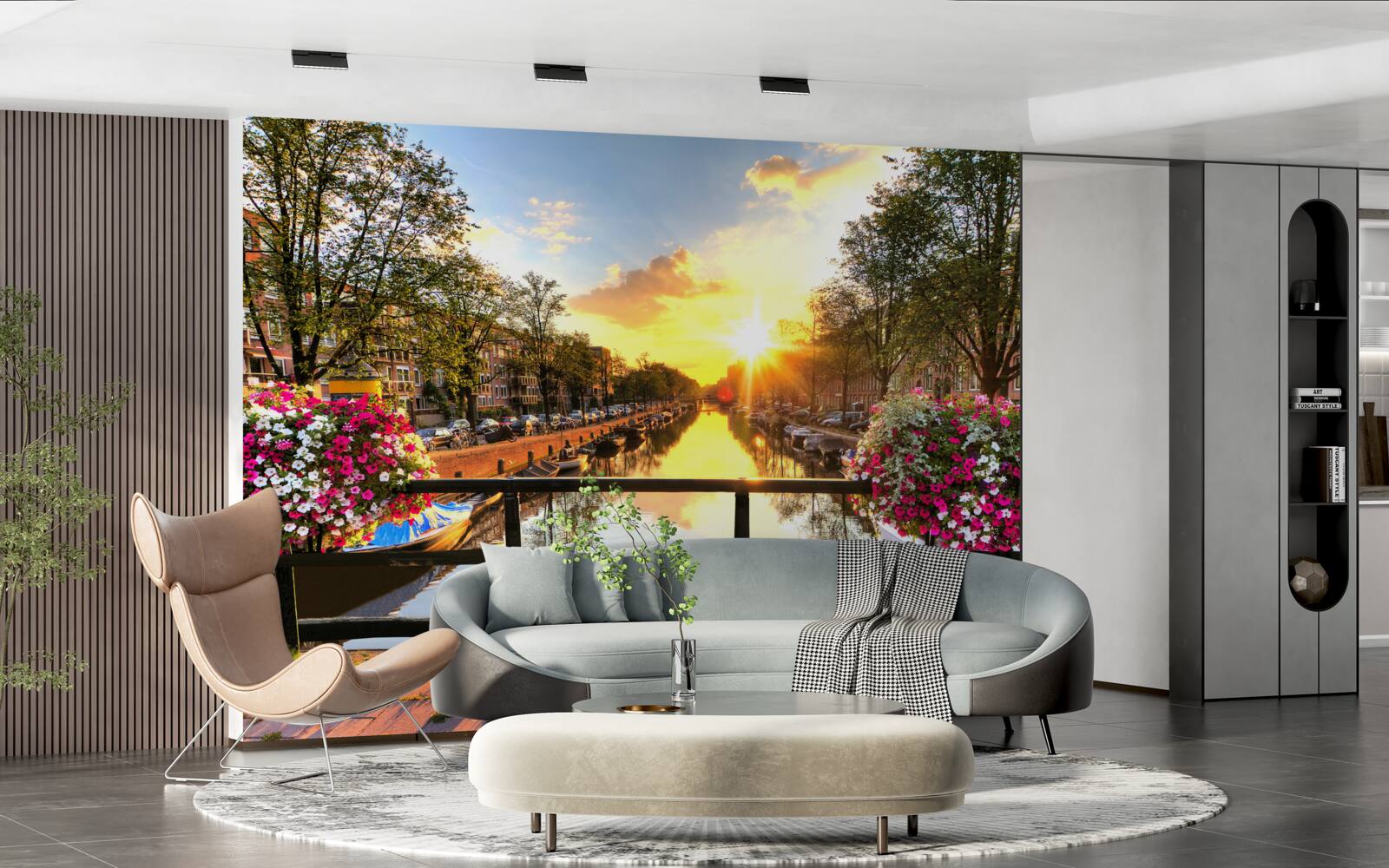 Fototapeta serce amsterdamu spowija zachód słońca