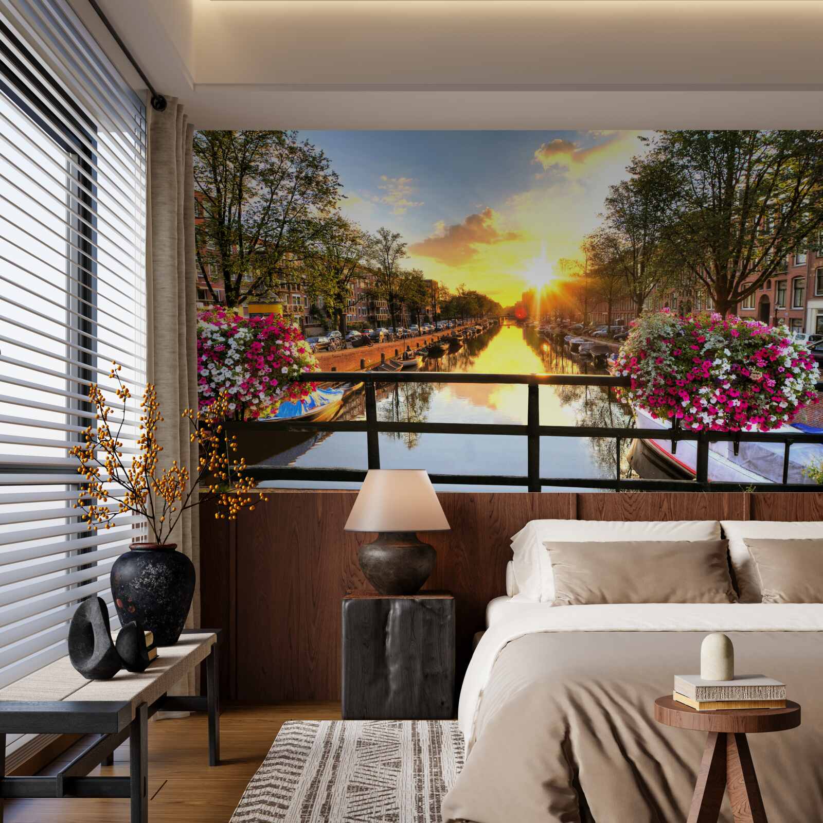 Fototapeta serce amsterdamu spowija zachód słońca