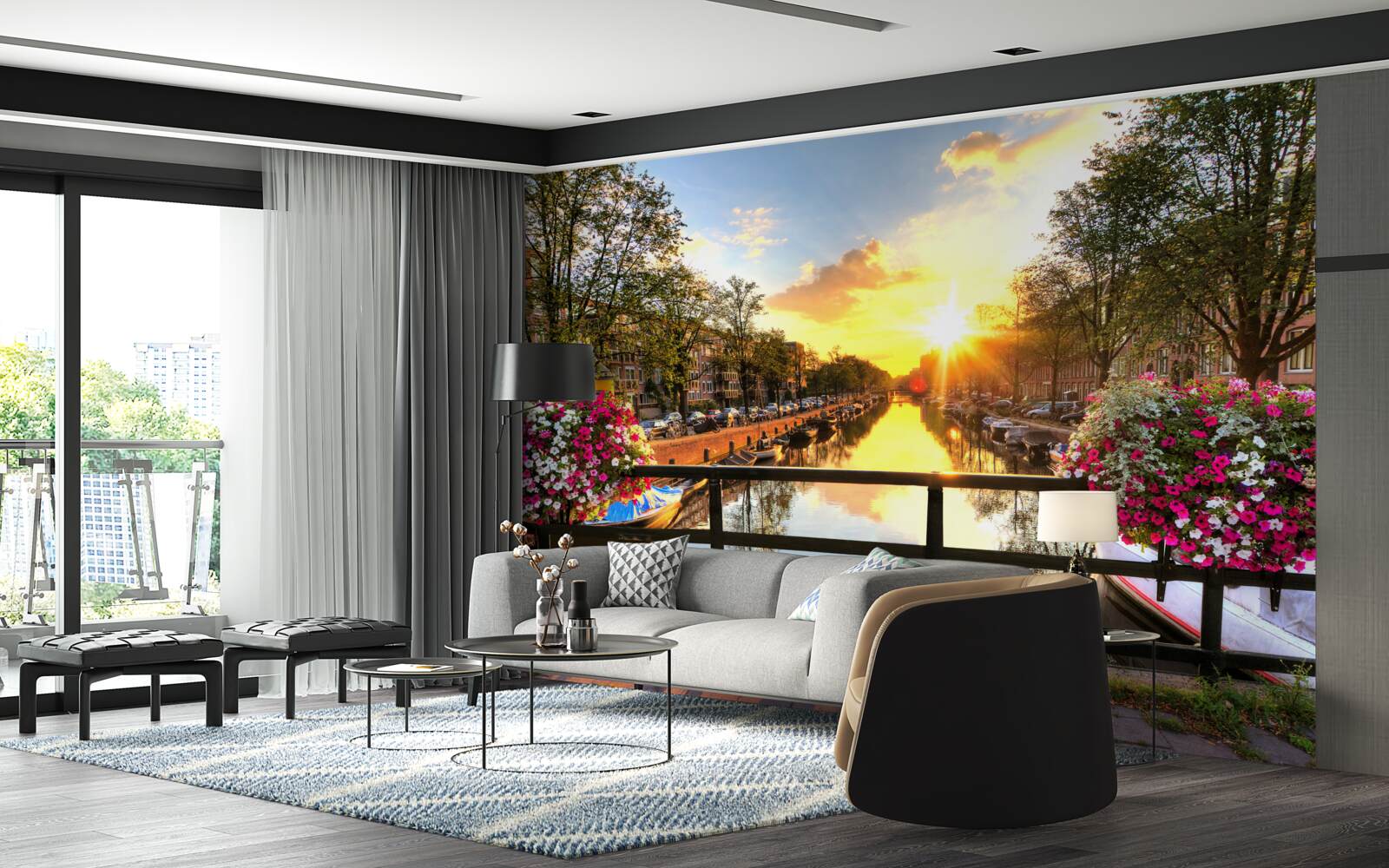 Fototapeta serce amsterdamu spowija zachód słońca