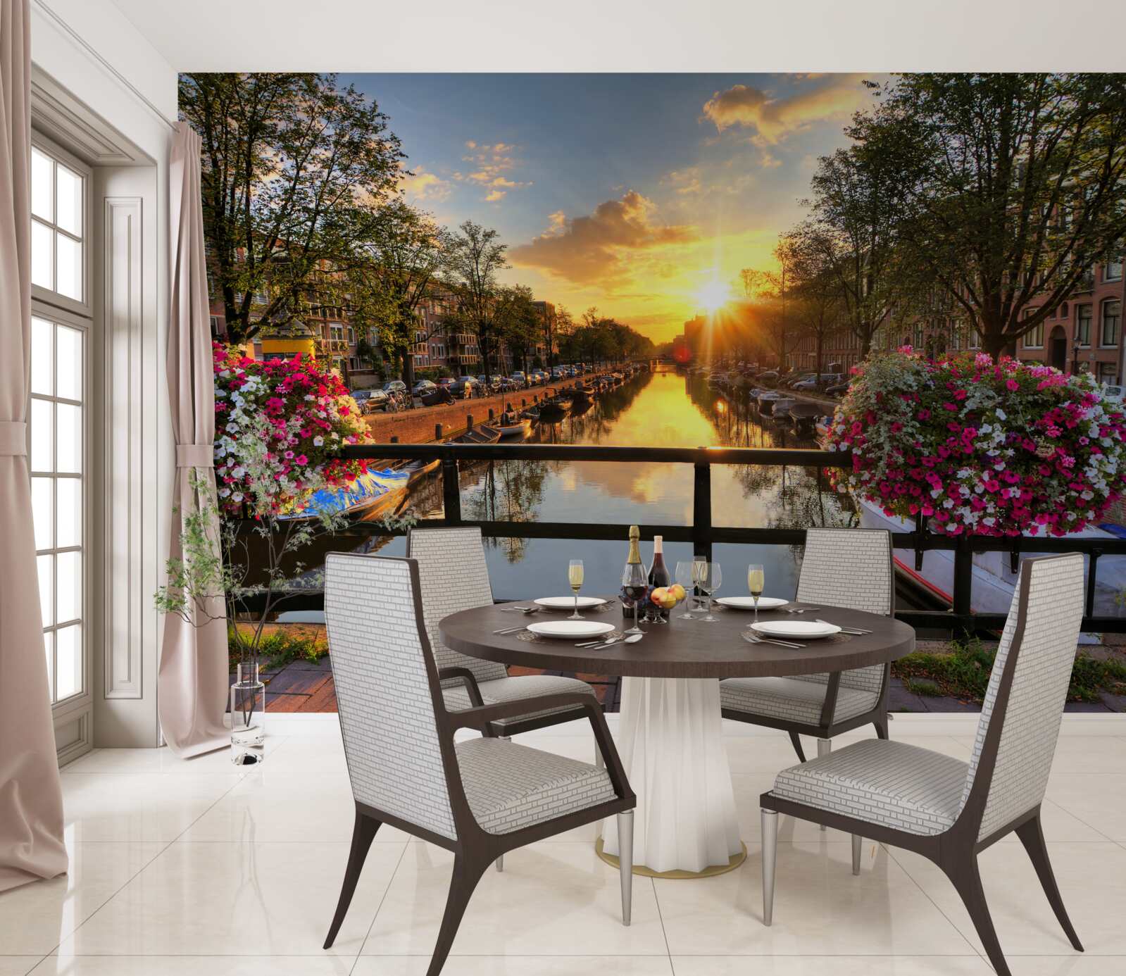 Fototapeta oglądanie zachodu słońca z mostu w amsterdamie