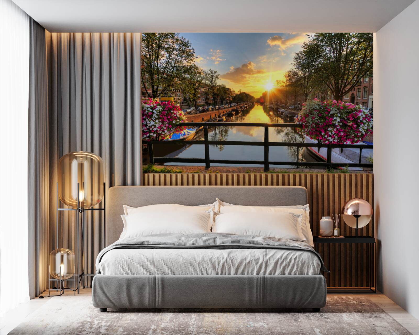 Fototapeta oglądanie zachodu słońca z mostu w amsterdamie