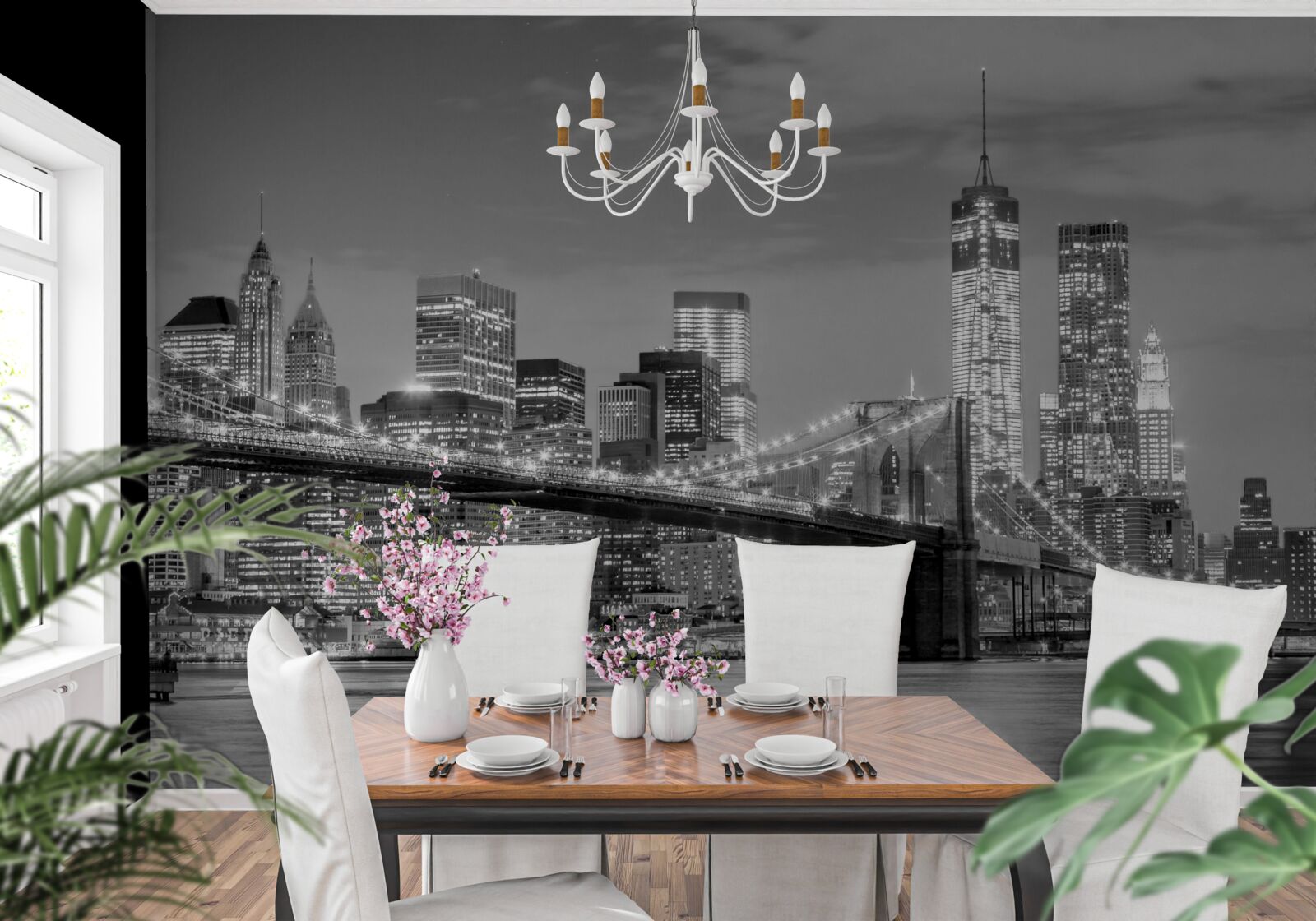 Fototapeta metropolia z widokiem na most brookliński