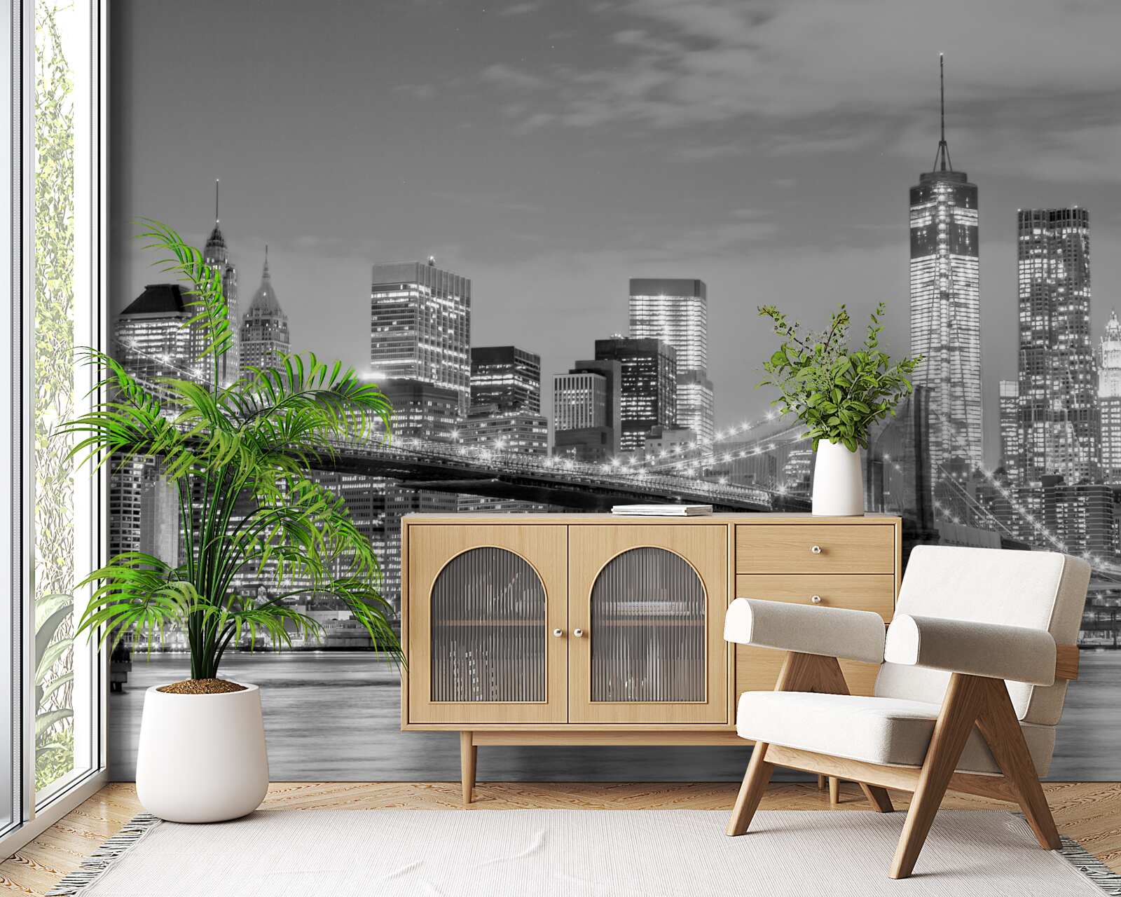 Fototapeta metropolia z widokiem na most brookliński