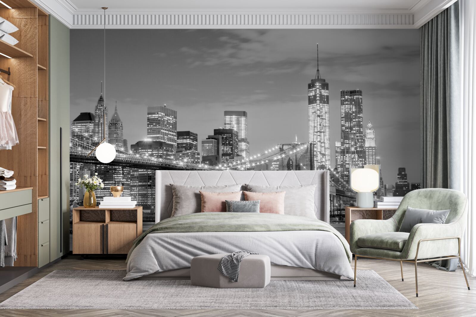 Fototapeta metropolia z widokiem na most brookliński