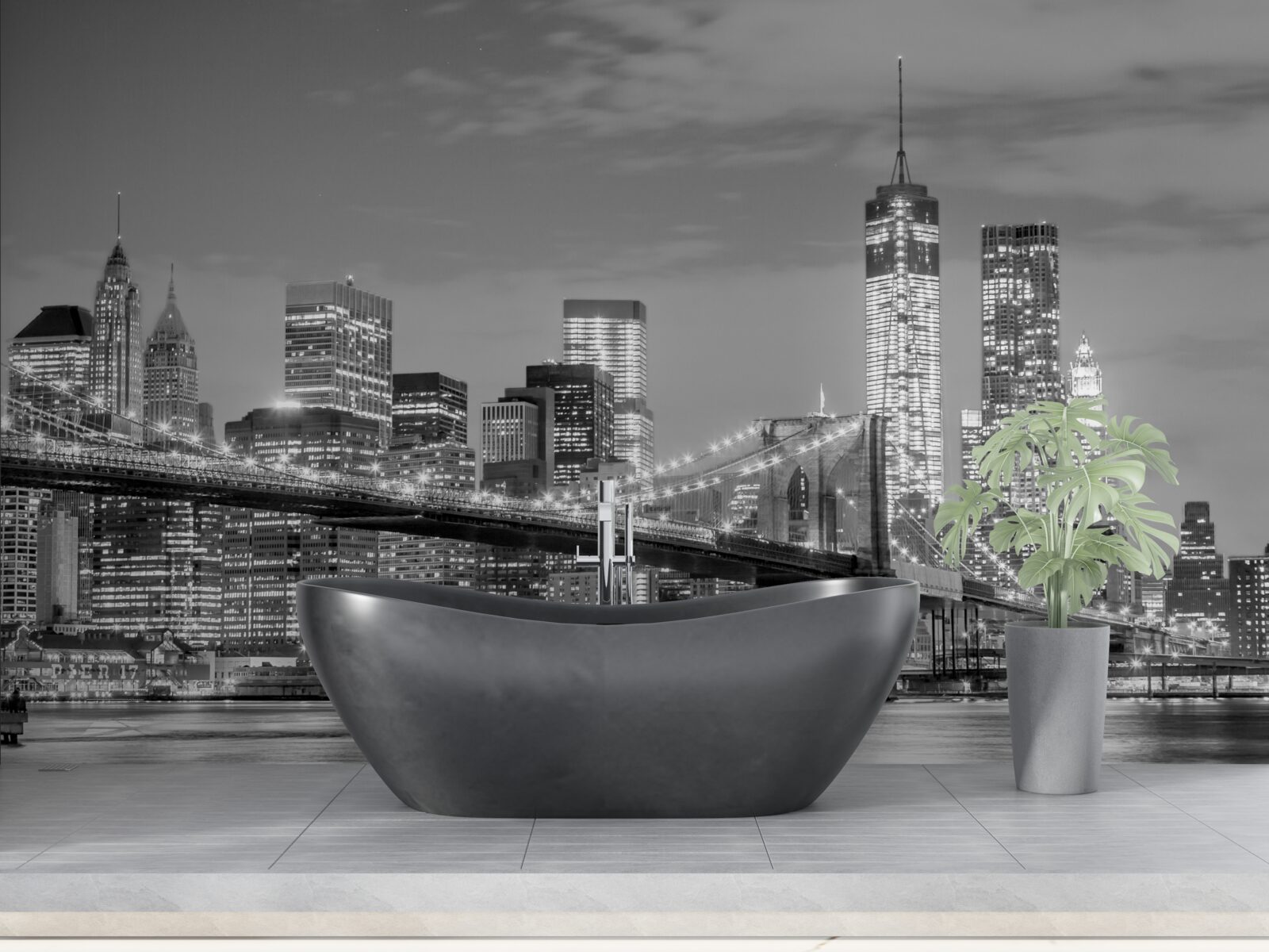 Fototapeta metropolia z widokiem na most brookliński