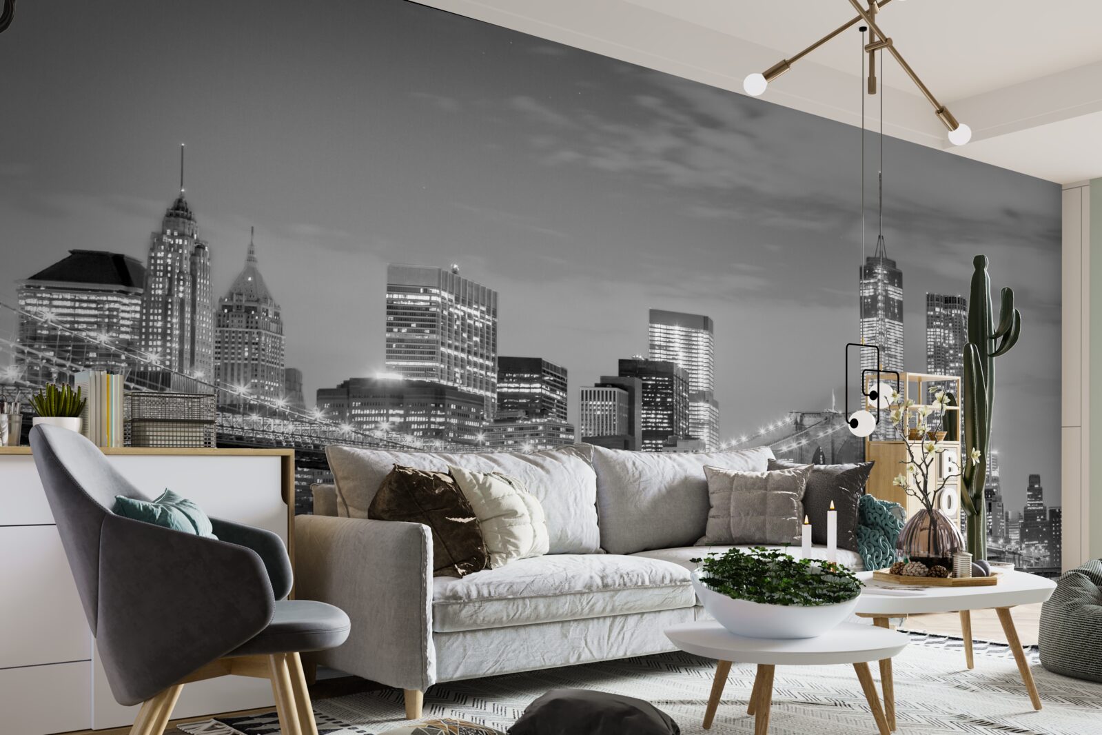 Fototapeta metropolia z widokiem na most brookliński