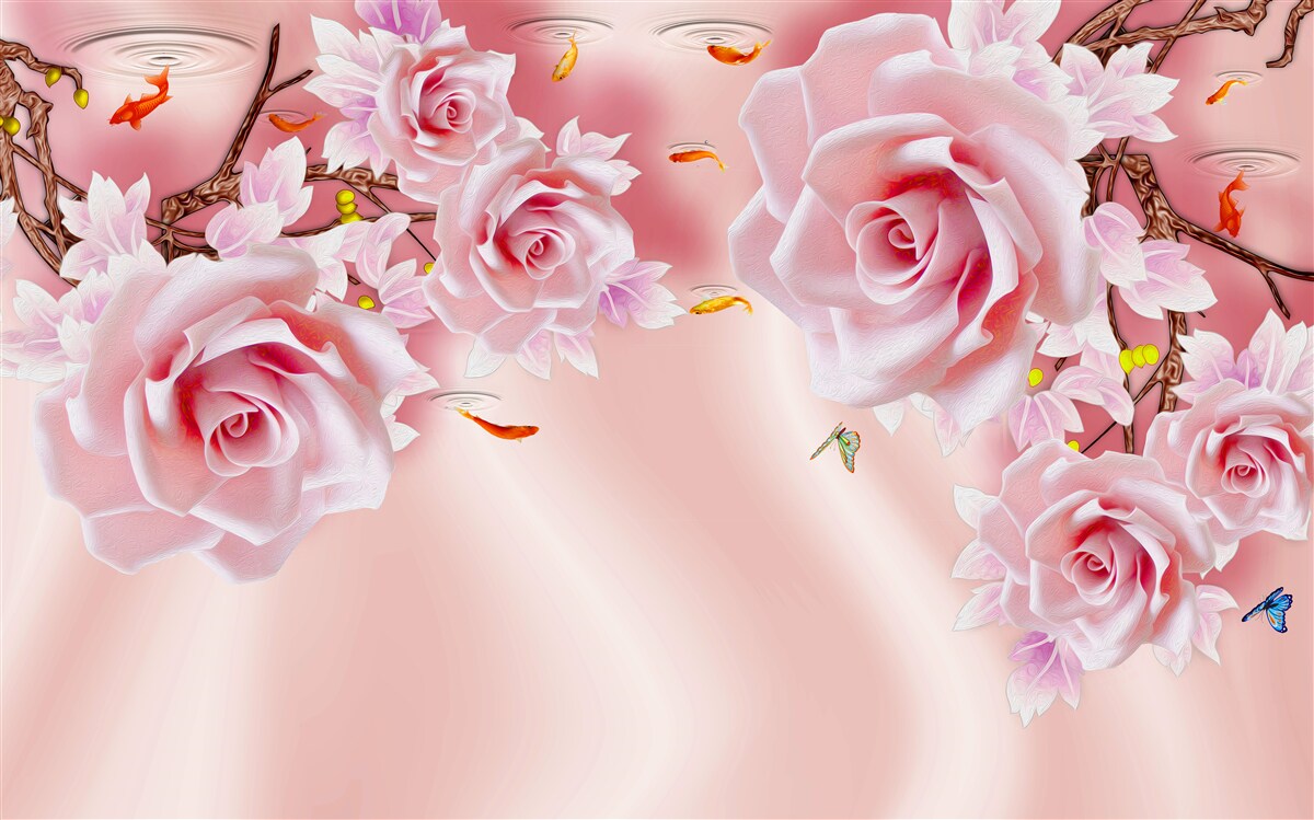 Fototapeta na gałęziach kwitną pąki delikatnych róż