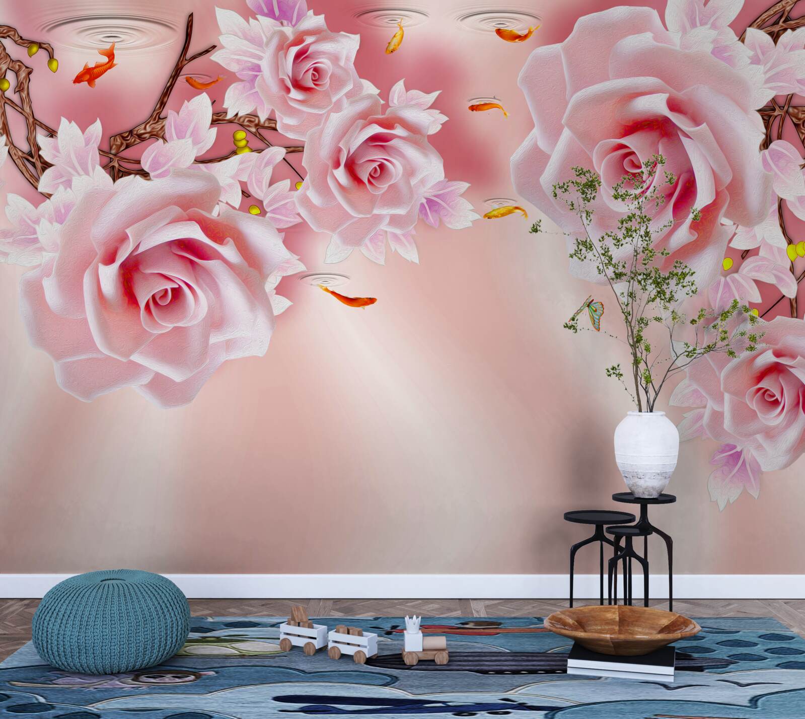 Fototapeta na gałęziach kwitną pąki delikatnych róż