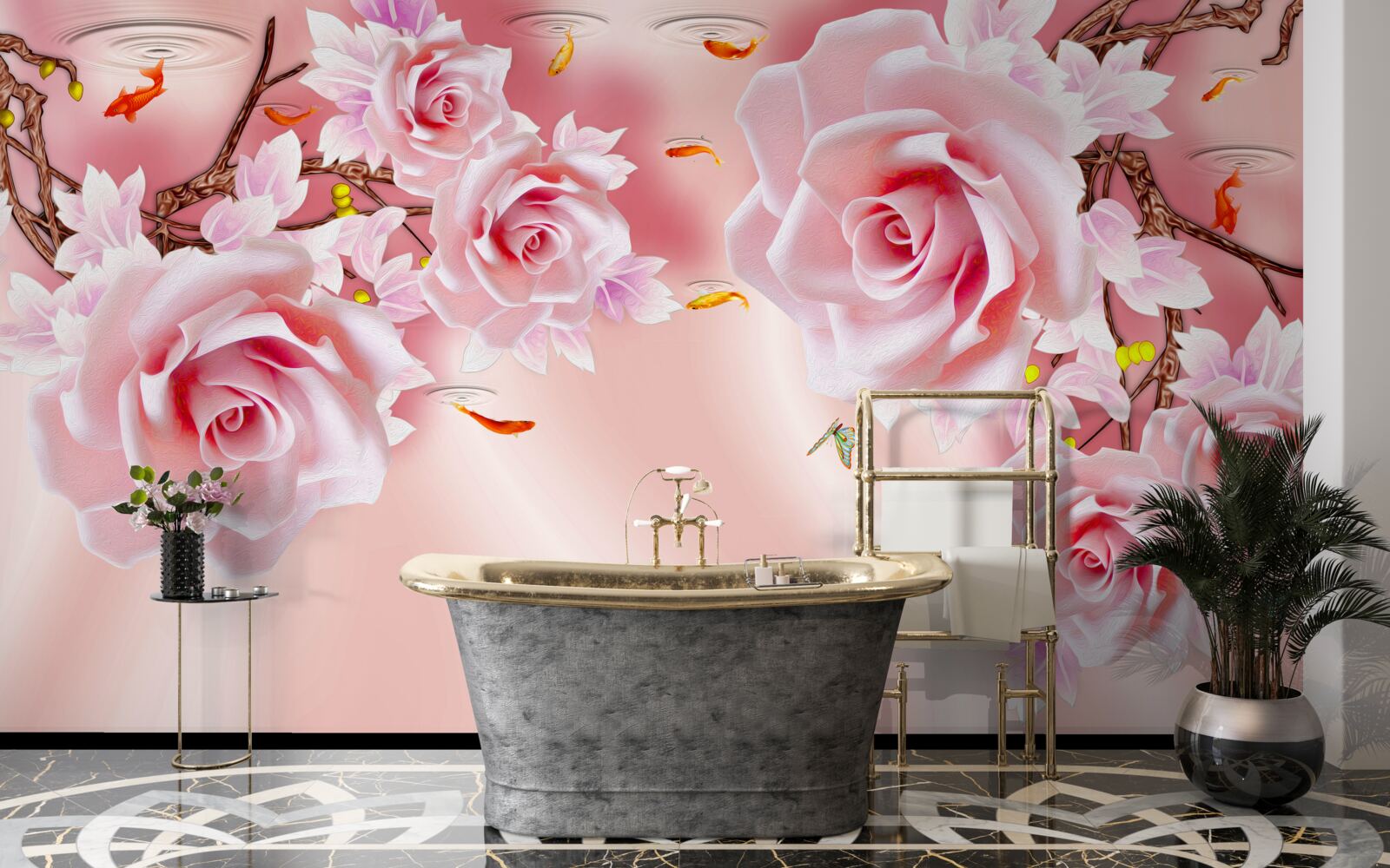 Fototapeta na gałęziach kwitną pąki delikatnych róż