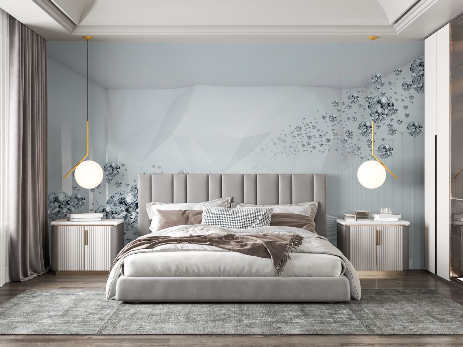 Fototapeta nierówna powierzchnia i kulki w abstrakcji