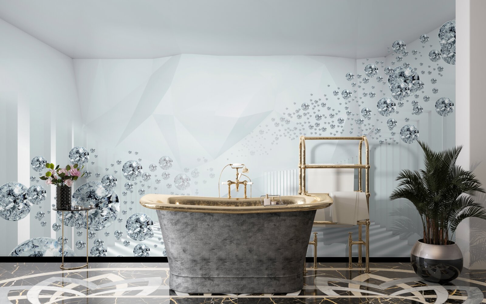 Fototapeta nierówna powierzchnia i kulki w abstrakcji