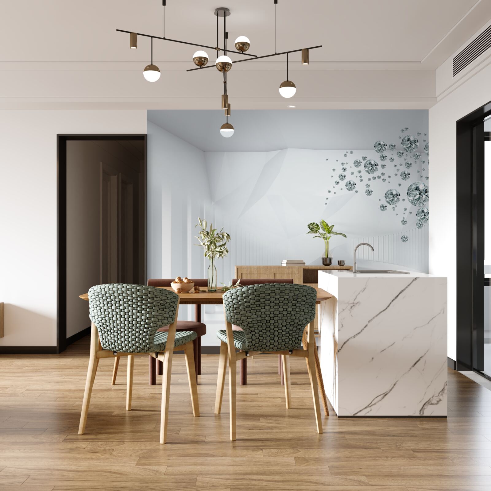 Fototapeta krople wody w jasno oświetlonej sali