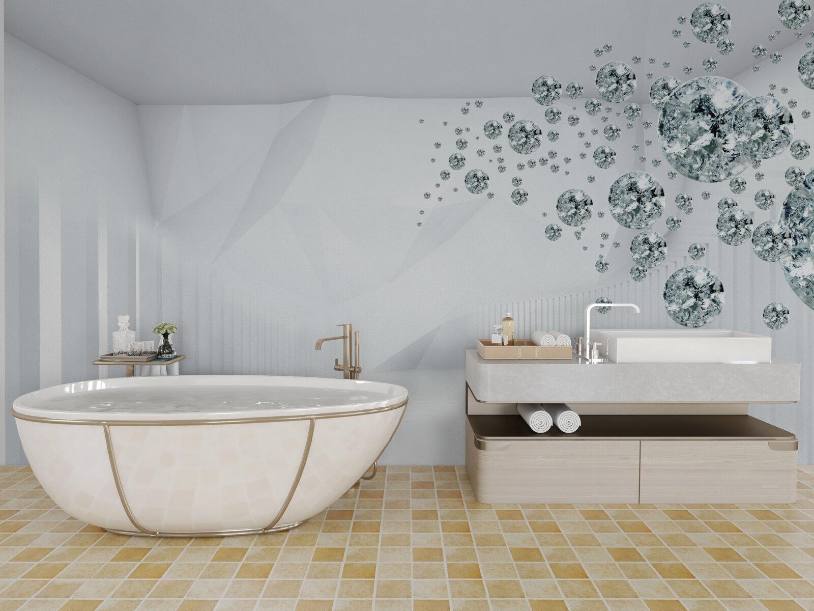 Fototapeta krople wody w jasno oświetlonej sali