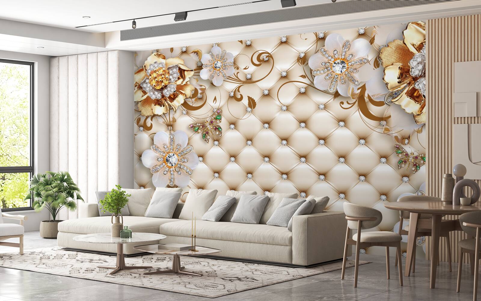 Fototapeta kwiaty o pięciu płatkach zanurzone w złocie