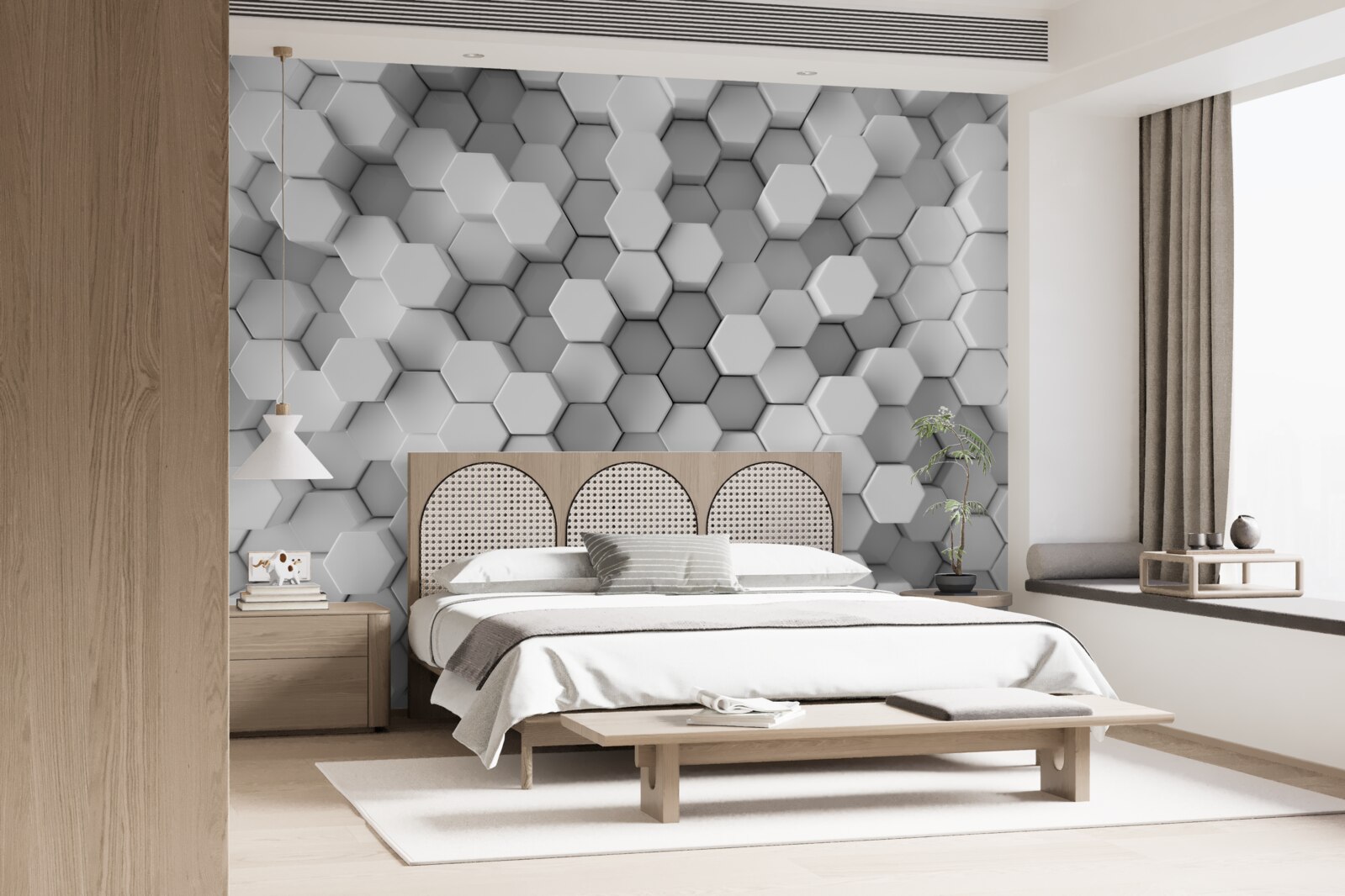 Fototapeta szare i białe sześciokąty wciśnięte w kształt