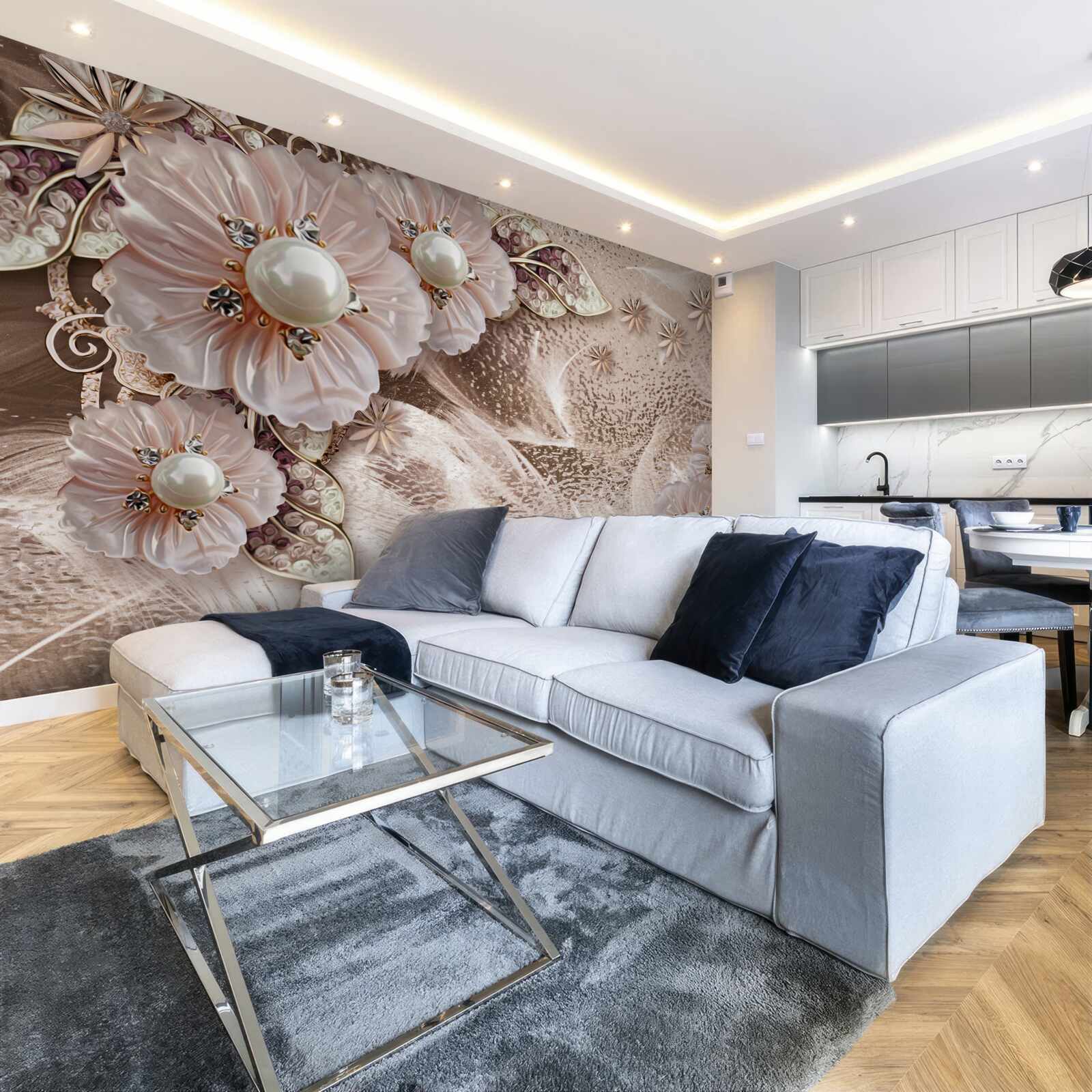 Fototapeta perły i pełne wdzięku kwiatostany o otwartych pąkach