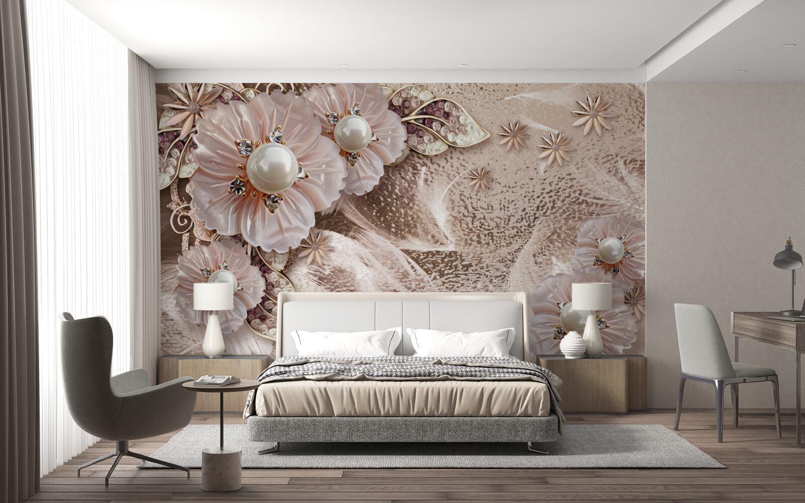 Fototapeta perły i pełne wdzięku kwiatostany o otwartych pąkach