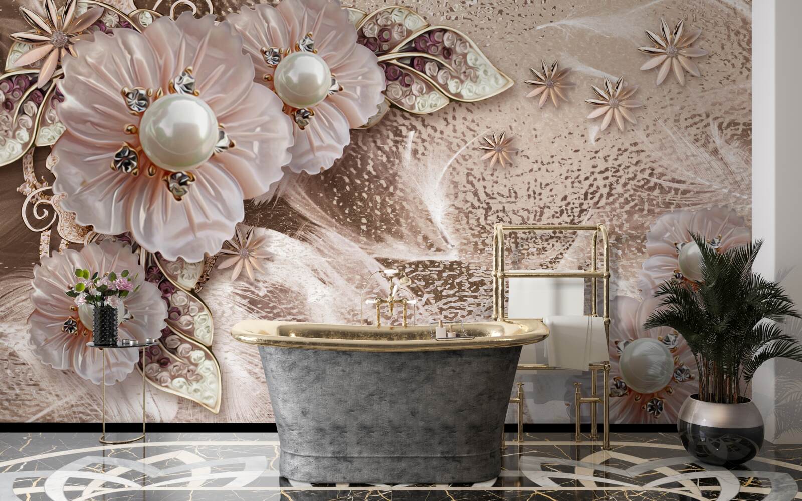 Fototapeta perły i pełne wdzięku kwiatostany o otwartych pąkach