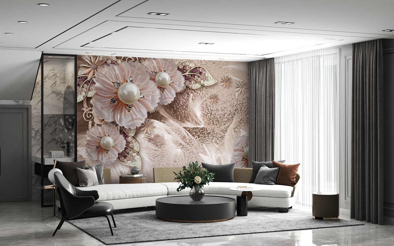 Fototapeta perły i pełne wdzięku kwiatostany o otwartych pąkach