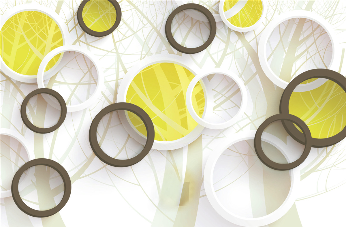 Fototapeta koła w widoku stereoskopowym, z lasem w tle