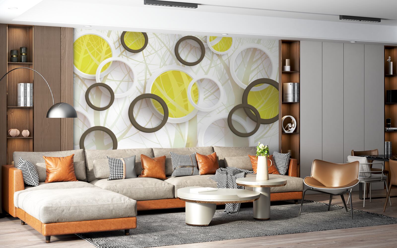 Fototapeta koła w widoku stereoskopowym, z lasem w tle