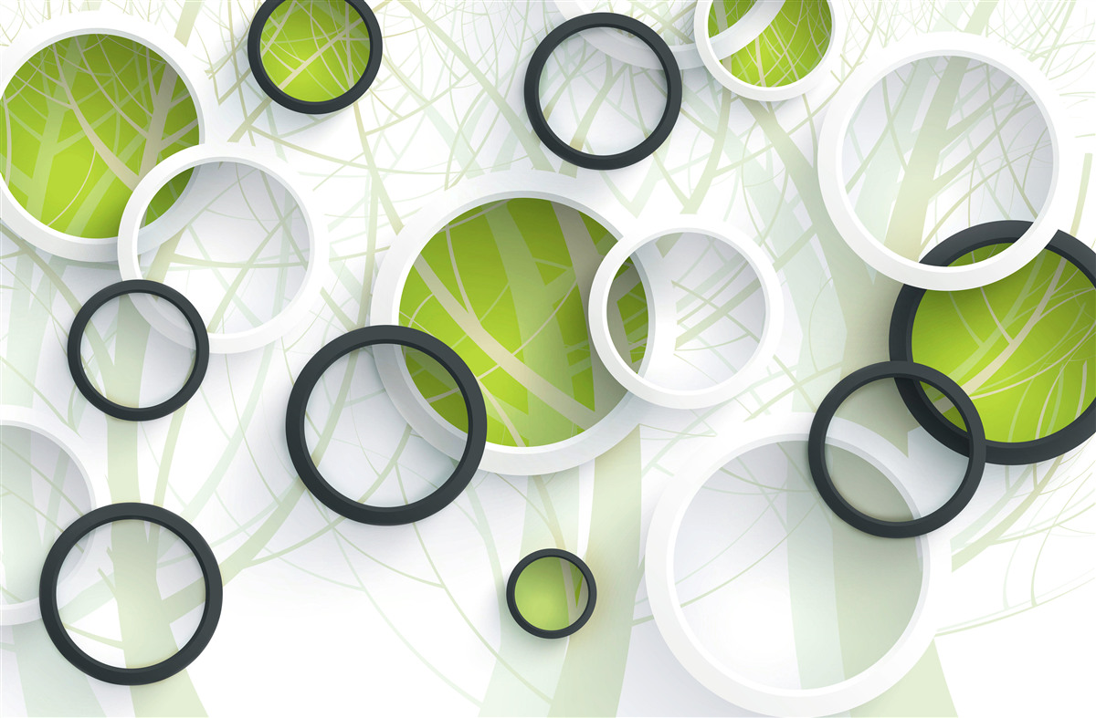 Fototapeta gęsty zarośnięty las i 3d okręgi