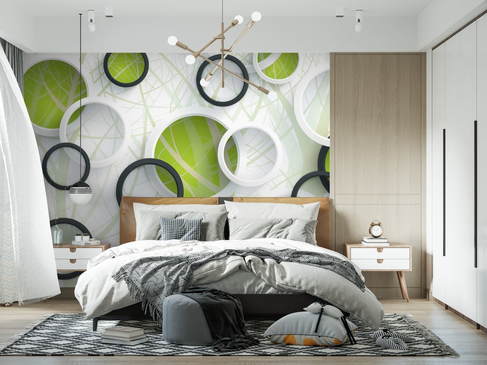 Fototapeta gęsty zarośnięty las i 3d okręgi