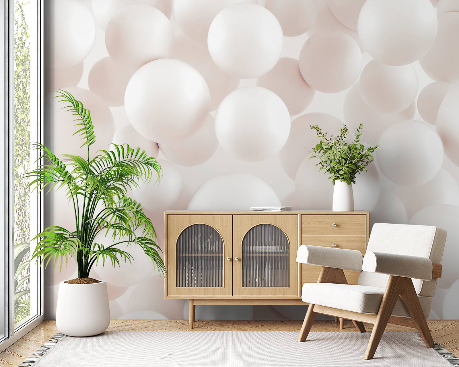 Fototapeta mnóstwo jasnoróżowych kulek