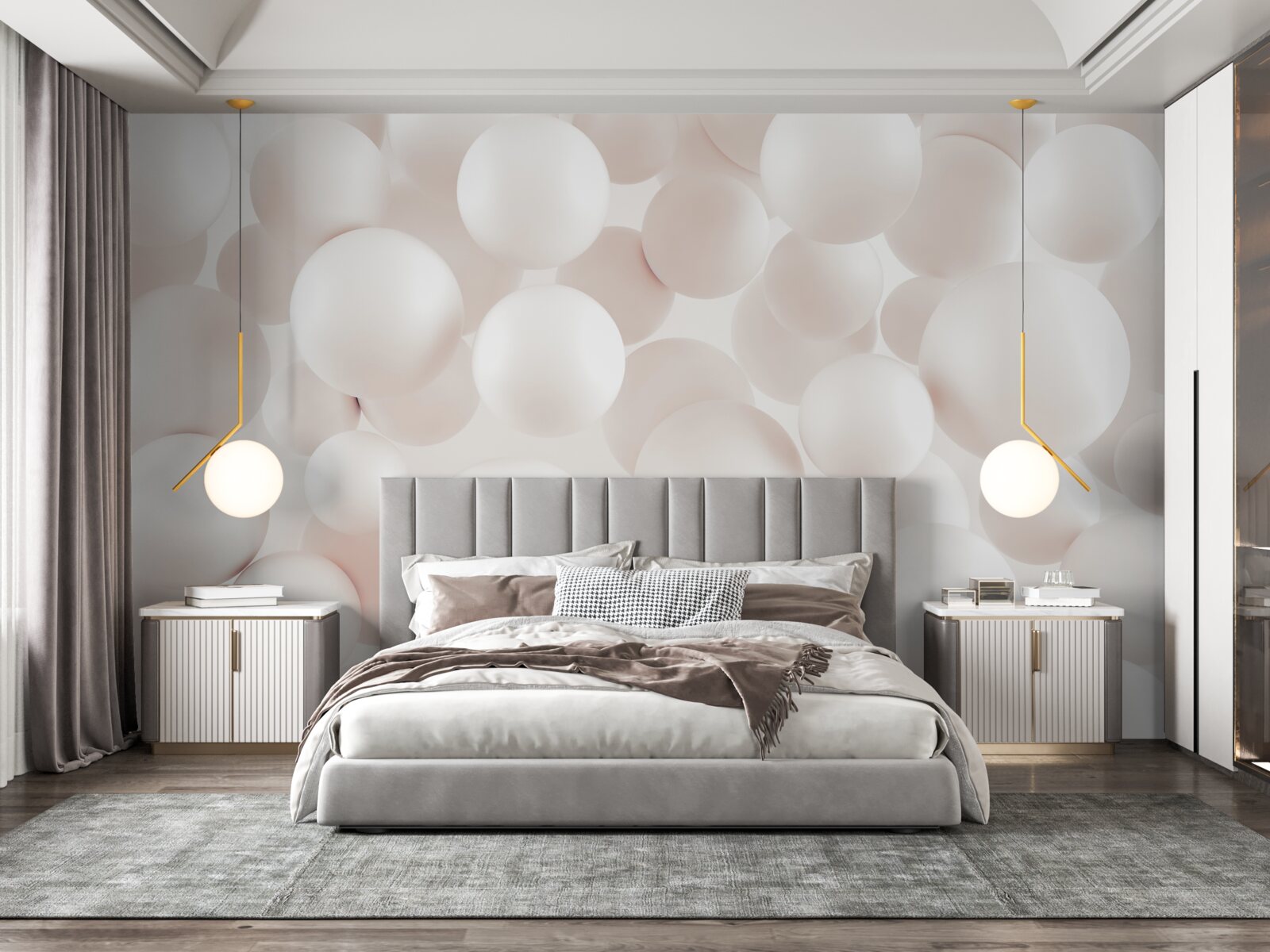 Fototapeta mnóstwo jasnoróżowych kulek