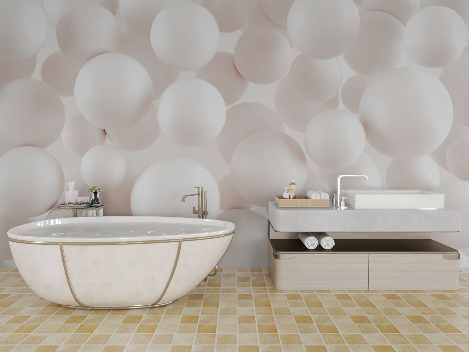 Fototapeta mnóstwo jasnoróżowych kulek