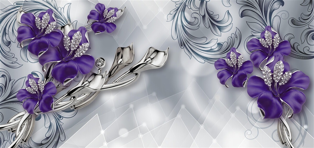 Fototapeta królewska fioletowa lilia na gałęziach