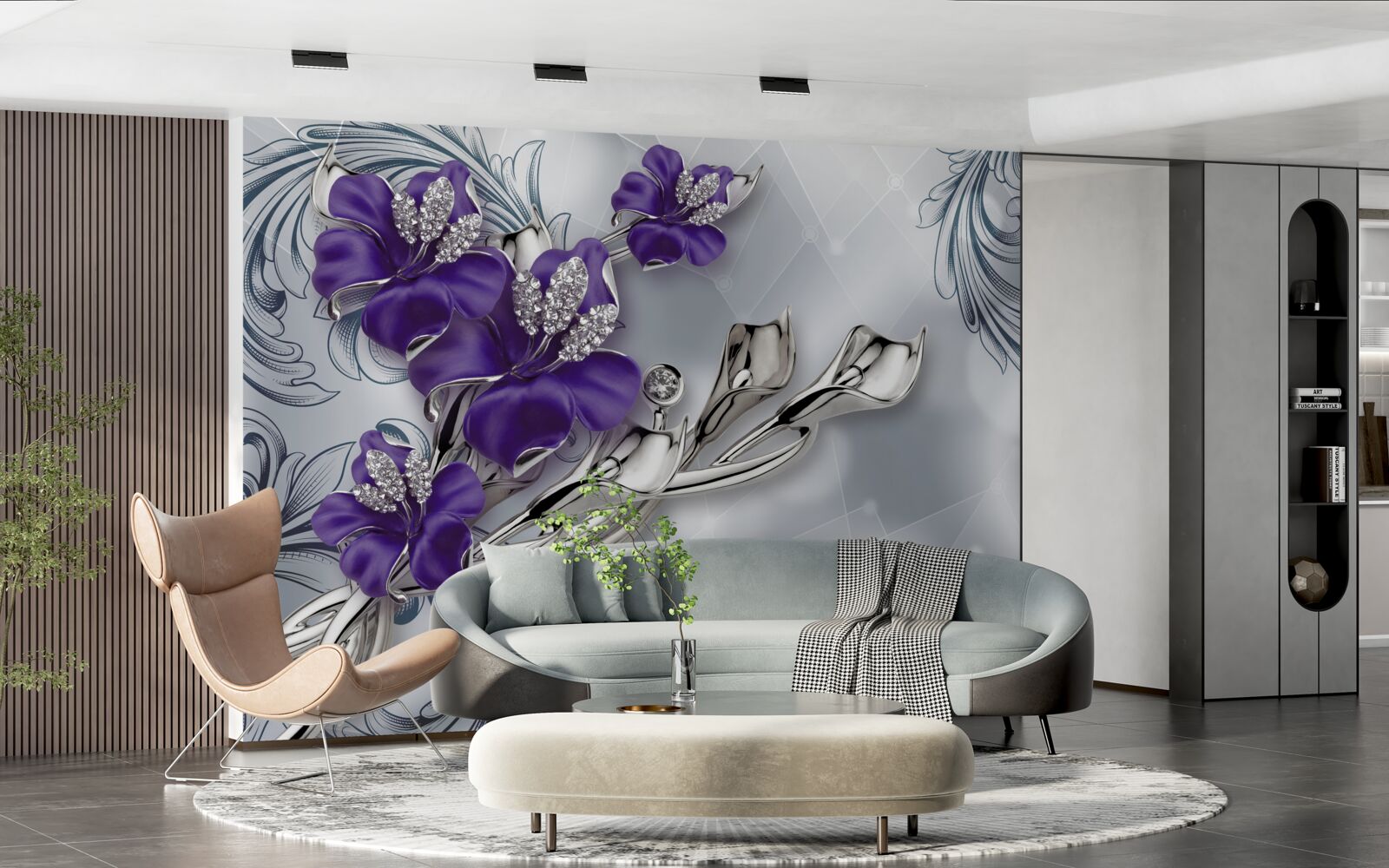 Fototapeta królewska fioletowa lilia na gałęziach