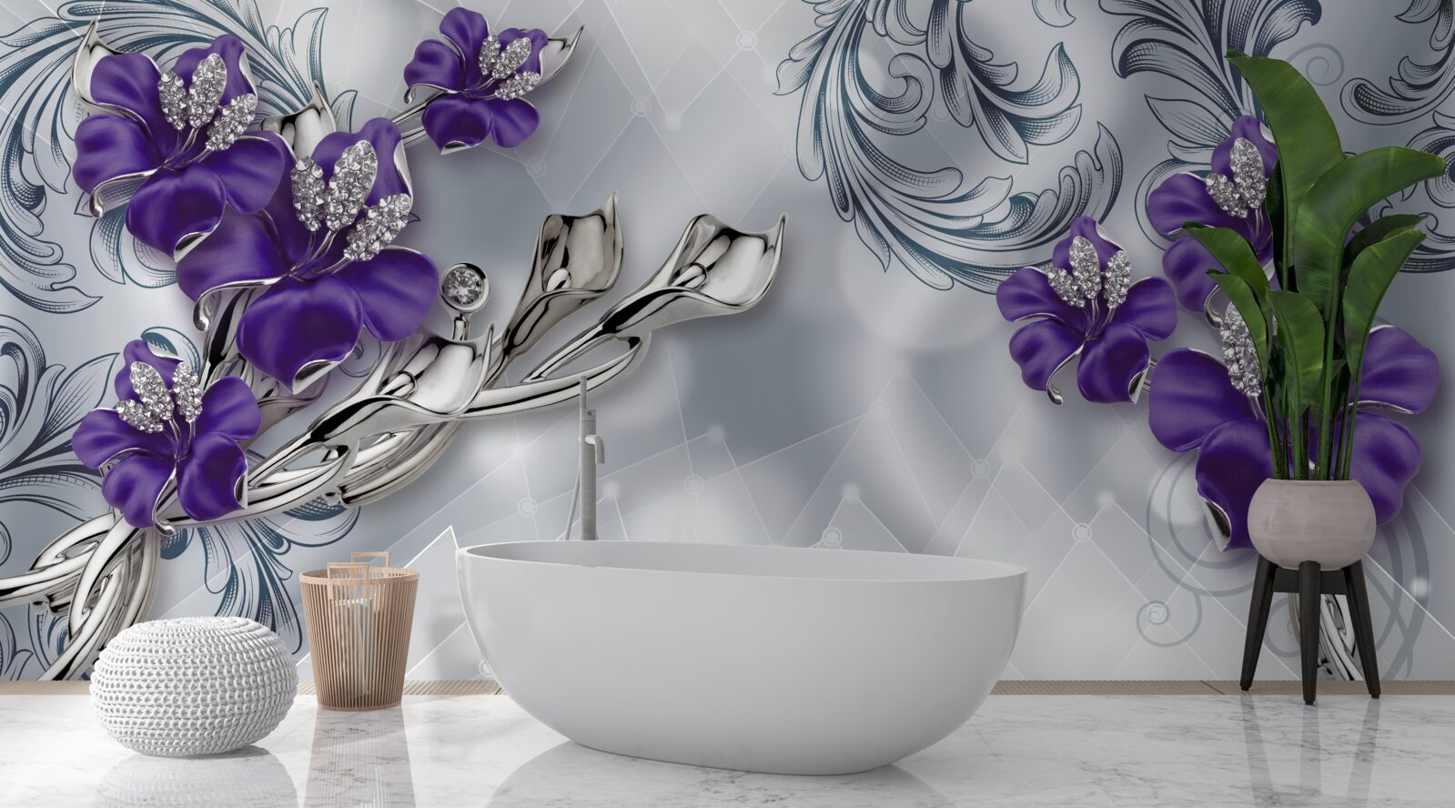 Fototapeta królewska fioletowa lilia na gałęziach