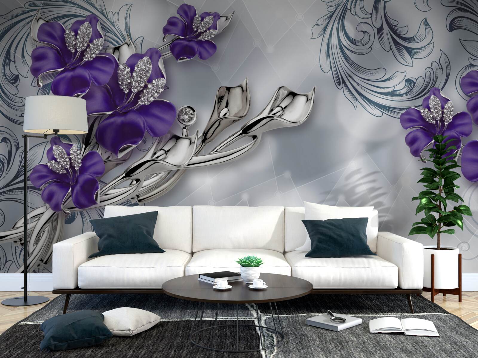 Fototapeta królewska fioletowa lilia na gałęziach