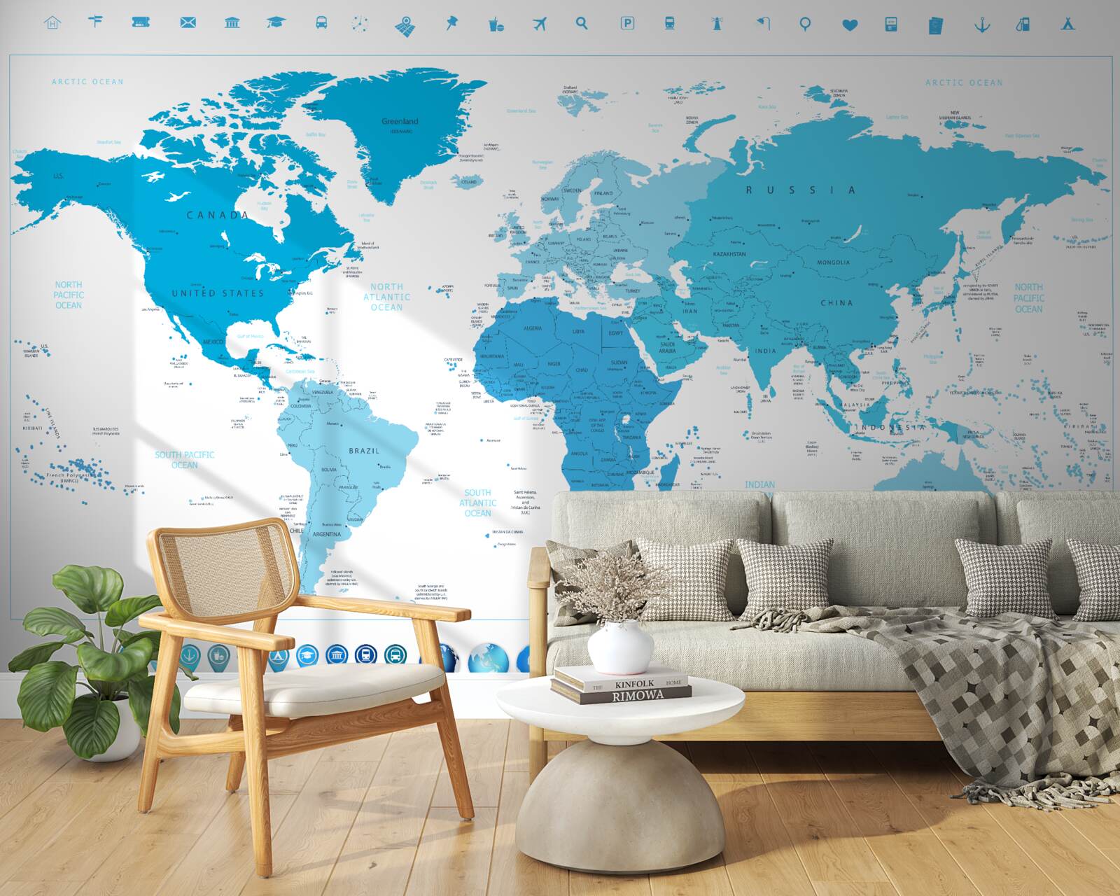 Fototapeta niebieski odcień na mapie całego świata