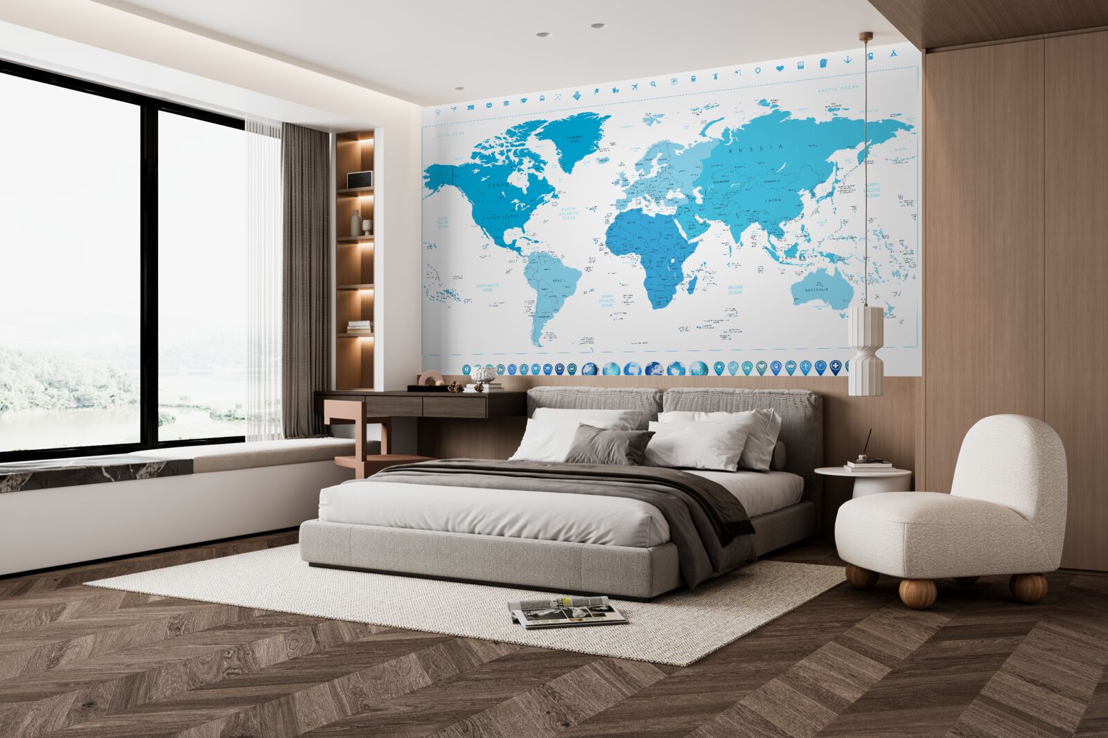 Fototapeta niebieski odcień na mapie całego świata