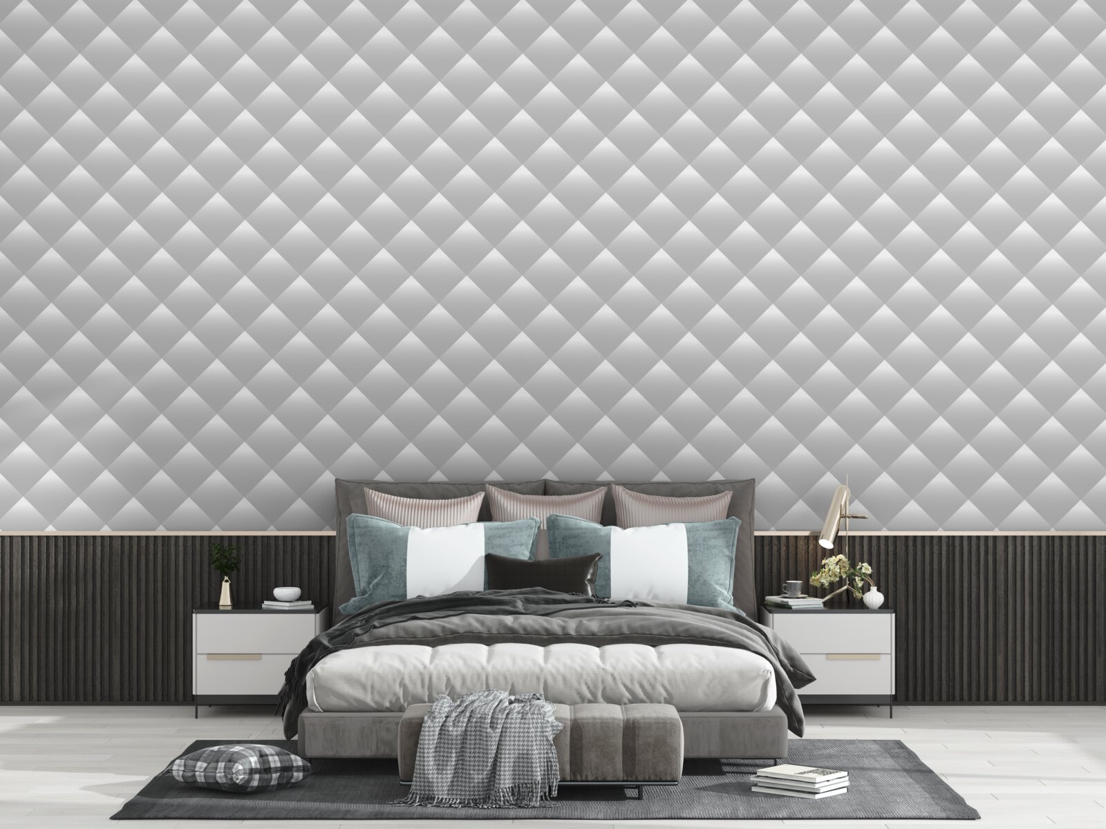 Fototapeta srebrna tekstura w kształcie diamentów