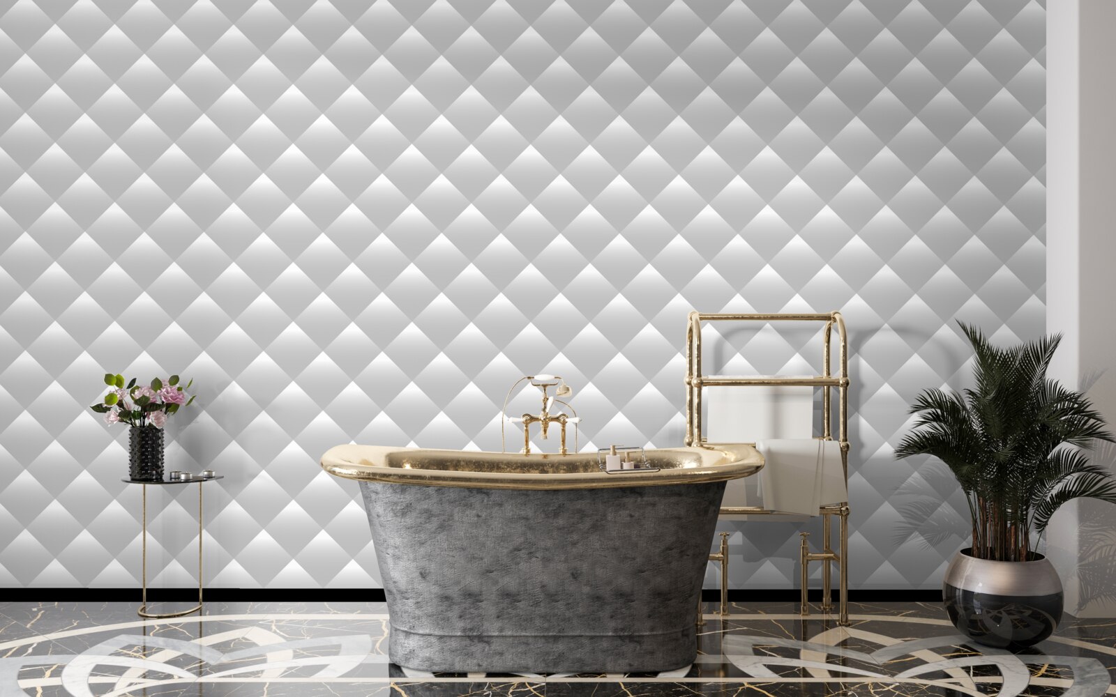 Fototapeta srebrna tekstura w kształcie diamentów