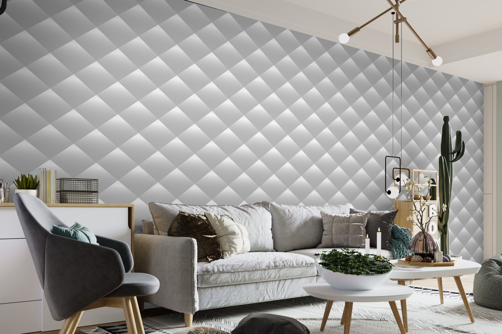 Fototapeta srebrna tekstura w kształcie diamentów