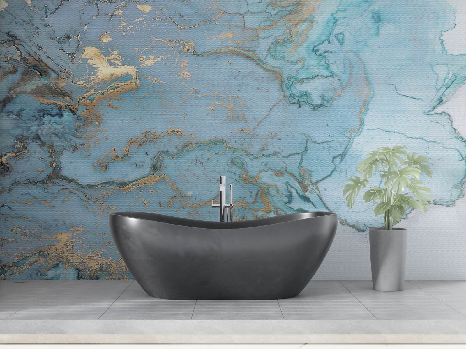 Fototapeta błękitny marmur ze złotym welurem