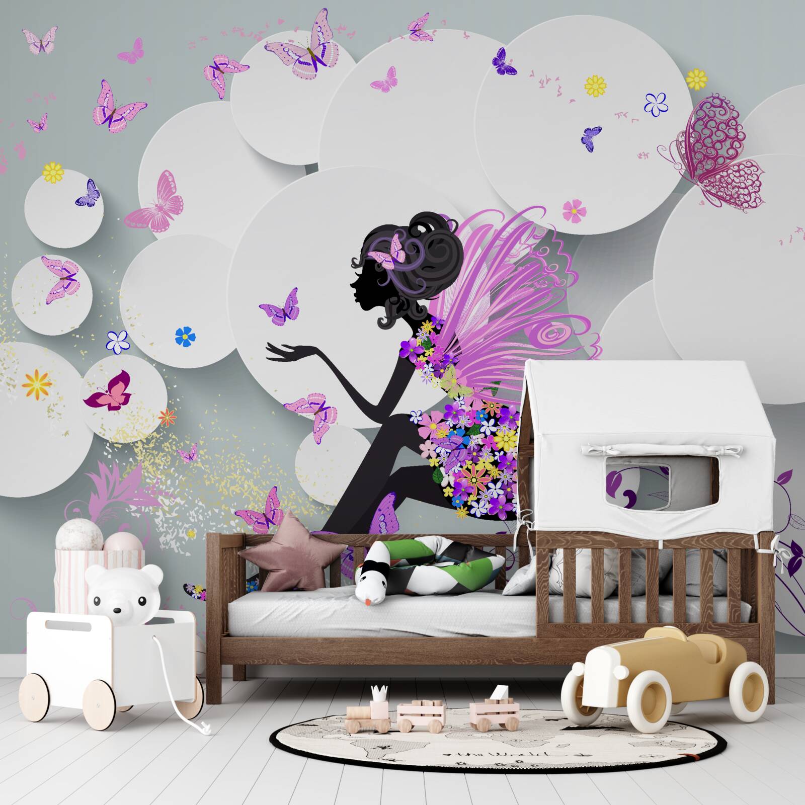 Fototapeta dziewczyna przedstawiona w sukience w kwiaty