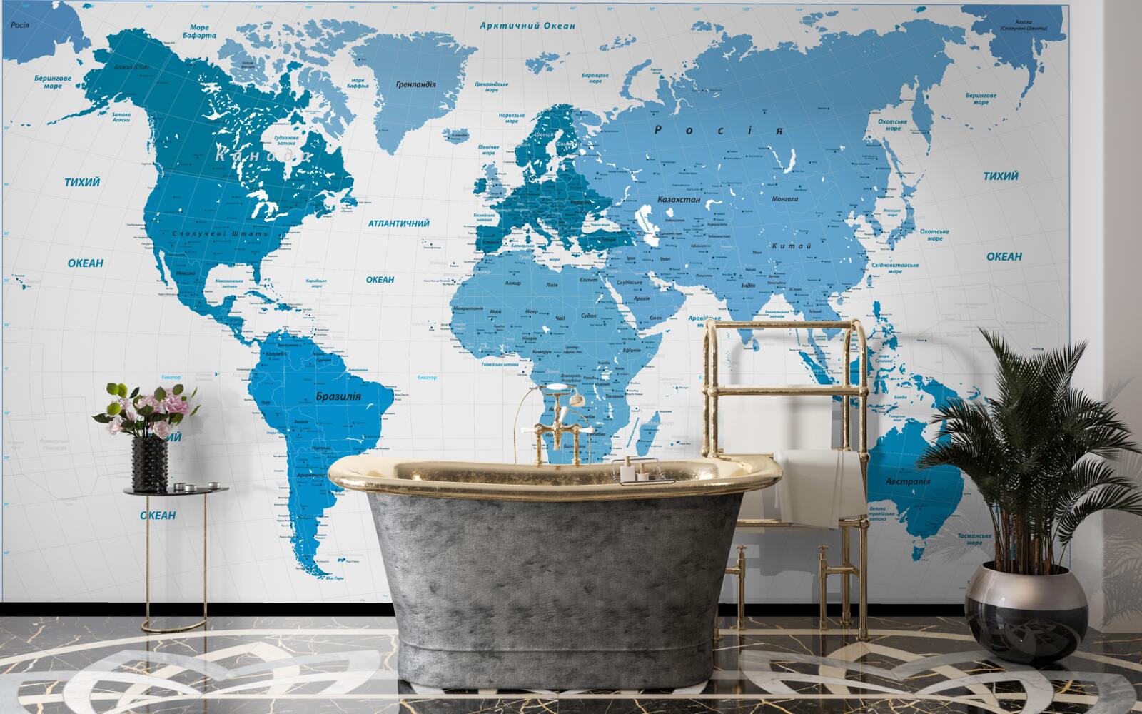 Fototapeta niebieska mapa świata