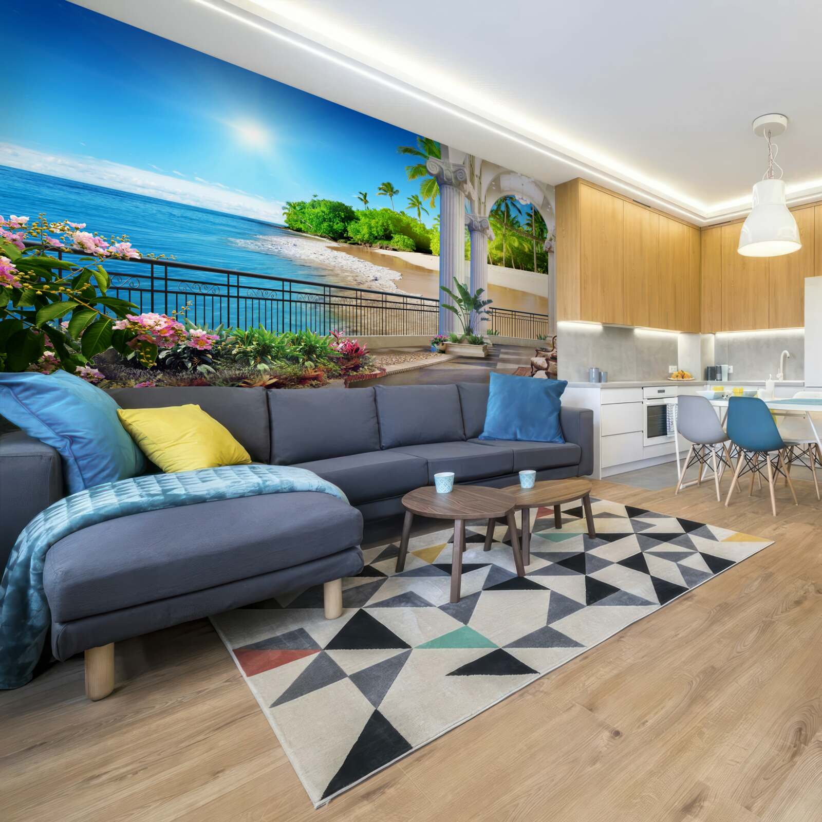 Fototapeta panorama oceanu i plaży z tarasu